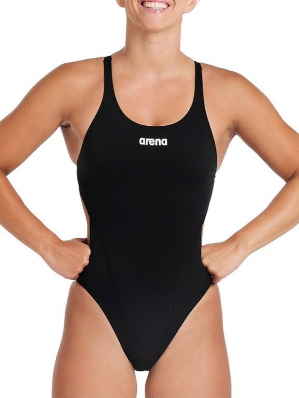 NWT Arena Team Swim Tech Solid Swimsuit Black Women's/Youth US 24 Arena 30